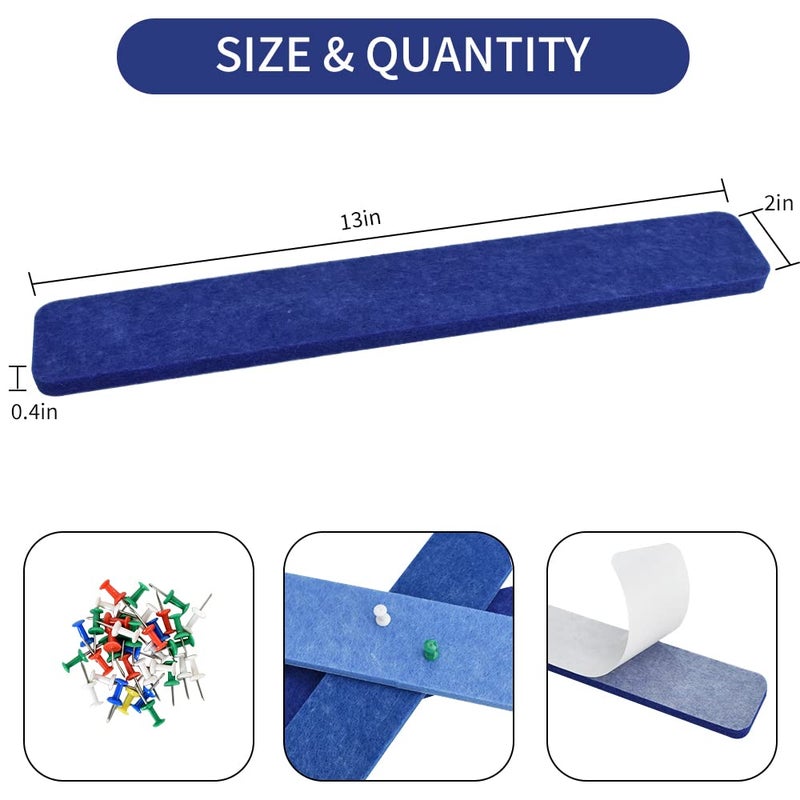 Vuzvuv 8 pcs Bulletin Board Bar Strips with 50 Pushpins & 10 Wooden Clip pins - Image 2